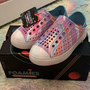Skechers Toddler Girls Foamies Guzman Slip-On Shoe- tie dye-light up shoes